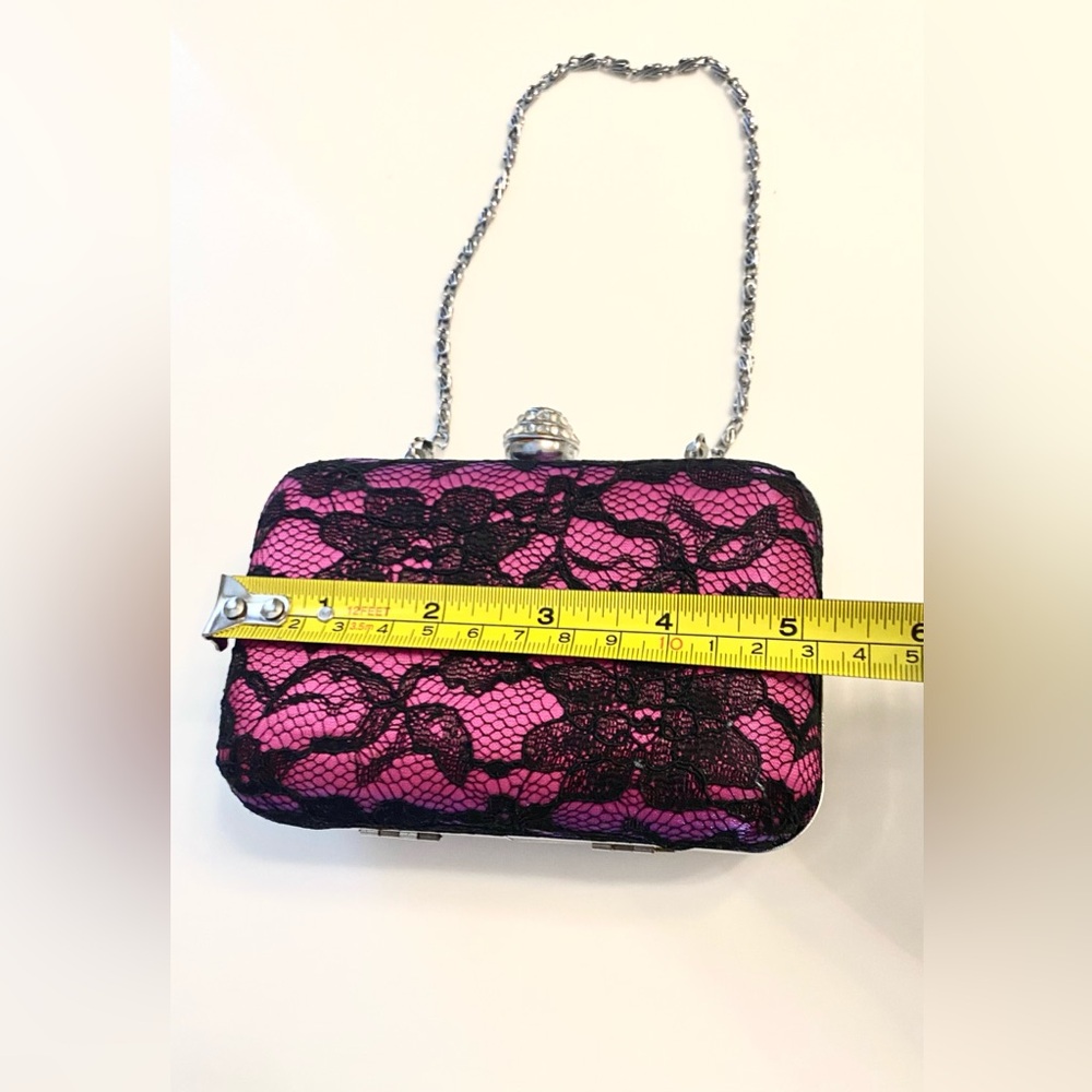 Purple and Black Lace Rhinestone Clutch - Picture 5 of 6